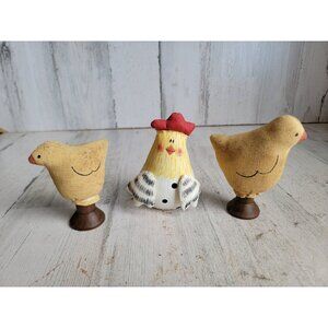 Miniature plush folk art vintage chicken spring chick set toy figure Easter home